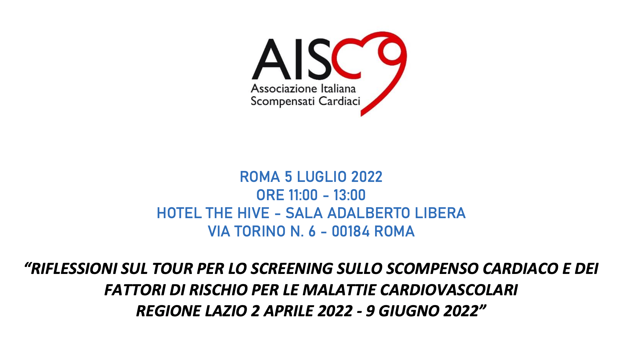 Riflessioni sul tour per lo screening sullo scompenso cardiaco e dei fattori di rischio per le malattie cardiovascolari